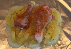 Курица с картошкой, запеченная в фольге (в духовке). 3