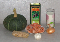 Тыквенный суп-пюре с имбирем и креветками